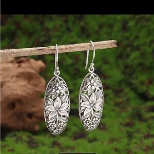 1 Pair Of Boho Style Drop Earrings Retro Flower Design